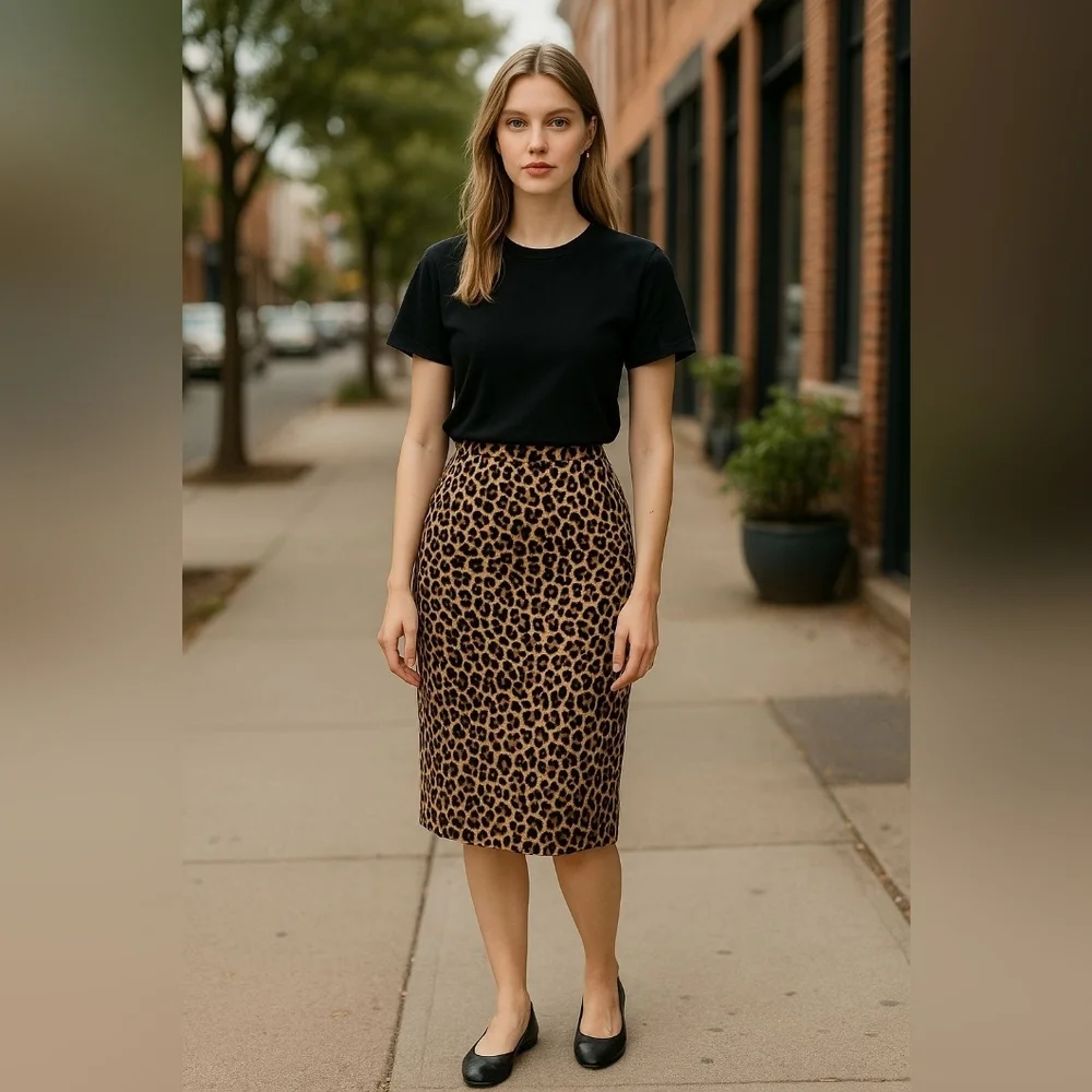 J. CREW Leopard print pencil skirt sz 00 new